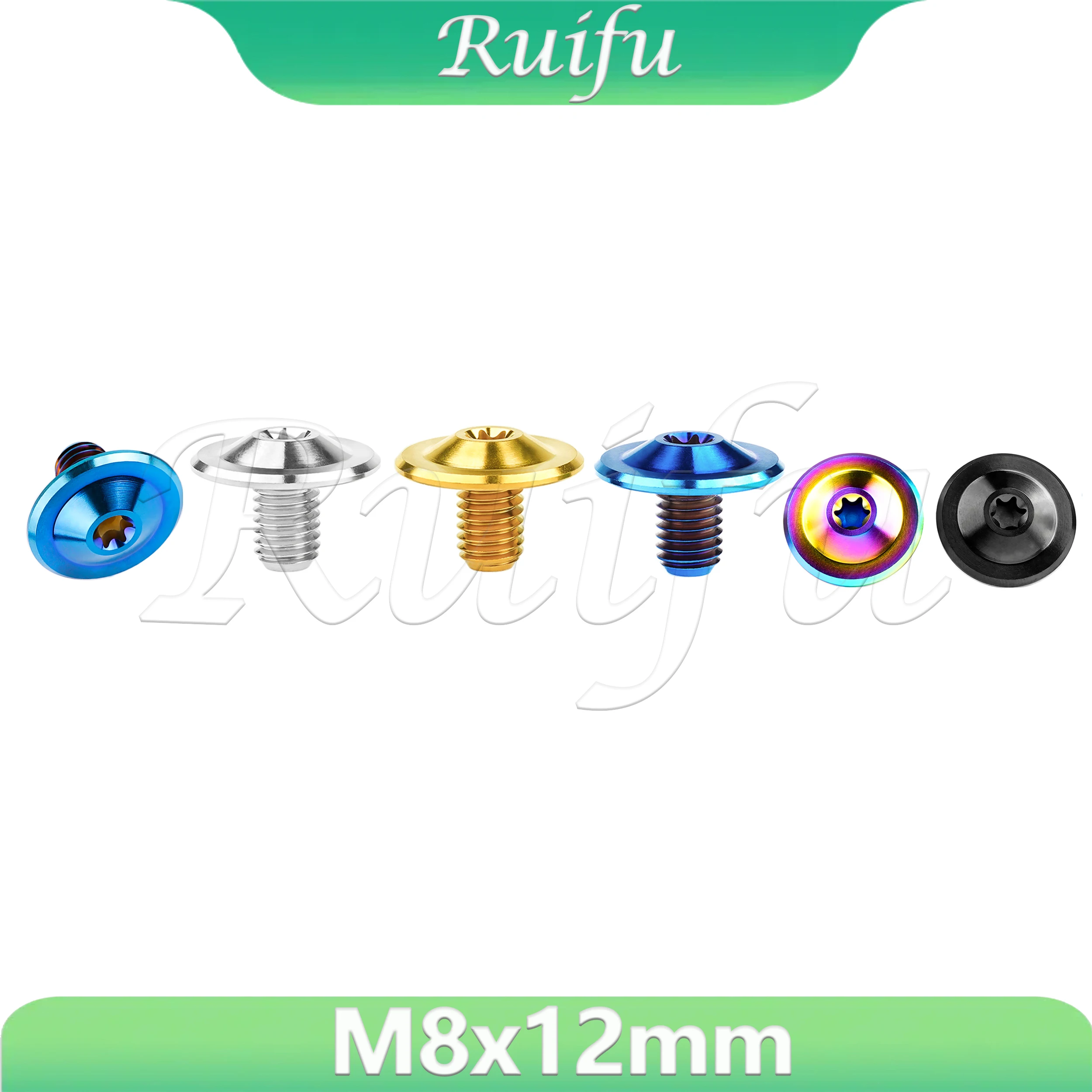 Ruifu Titanium Bolt M8x12mm Butterfly Shaped Flange Plum Blossom Head Suitable for Bicycle and Motorcycle Modification