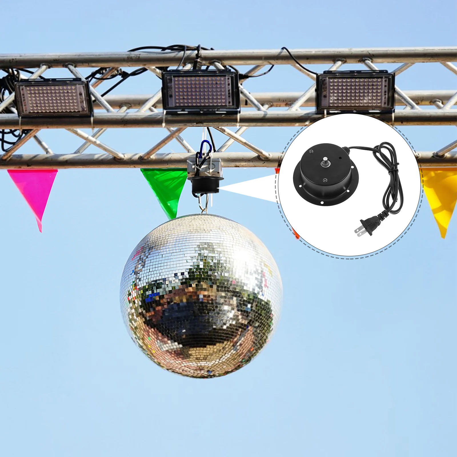 

Stage Lighting Motor Mirror Ball Hanging Spiral Display Electric Rotator Slow Rotating Compact Size Optimal Speed Garden