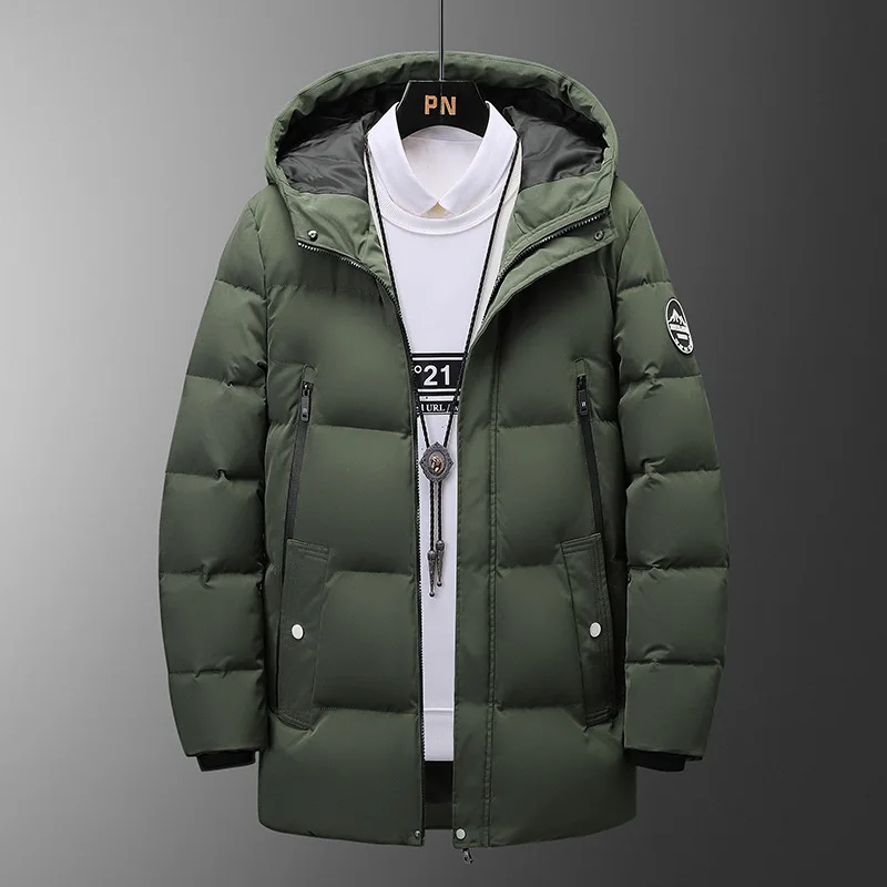 

Мужской длинный пуховик, зимнее теплое хлопковое пальто, утепленная парка, мужская уличная ветрозащитная куртка-пуховик с капюшоном, мужская зимняя одежда
