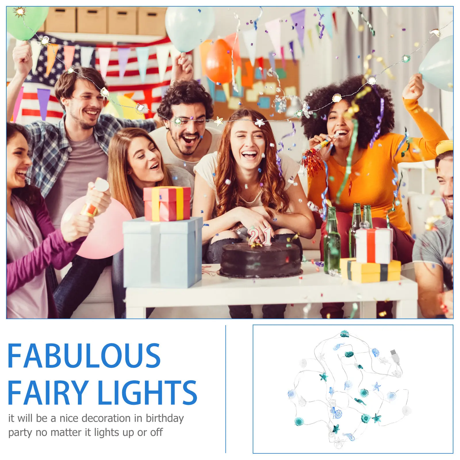 

Theme String Light LED Seashell Conch Lamp USB Powered Waterproof Decorative Lights for Party Garden Window