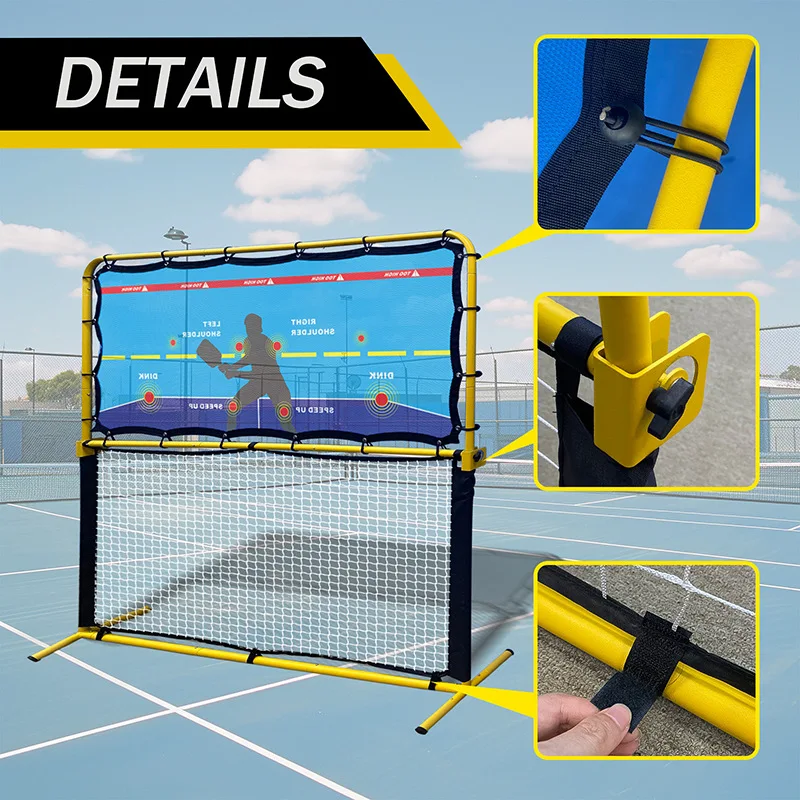 

6x5.5x3ft Pickleball Tennis Rebound Net Adjustable Height Metal Frame Dink Practice Net
