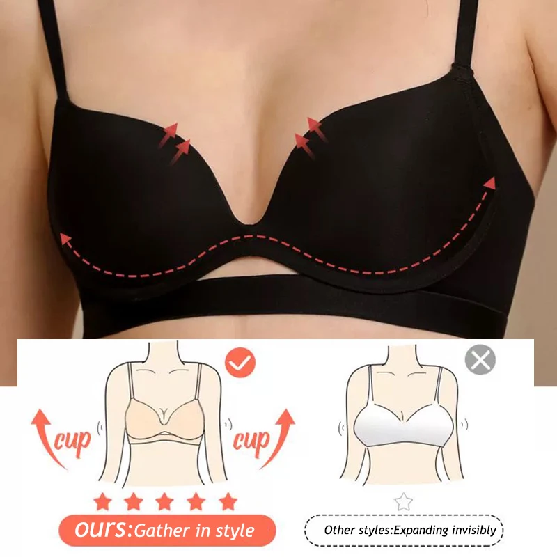 Sutiãs Push Up sem costura para mulheres, sexy, sutiã respirável, roupa interior sem fio confortável, lingerie fina reunida, plus size