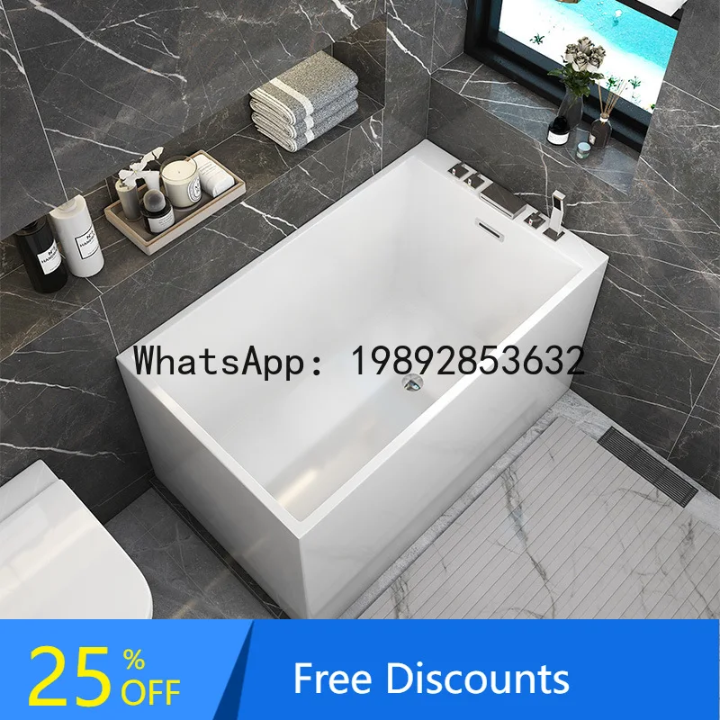 

CZ Small Apartment Acrylic Internet Celebrity Japanese Style Small Bathtub with Hardware Deep Soak Sitting Acrylic Bathtub