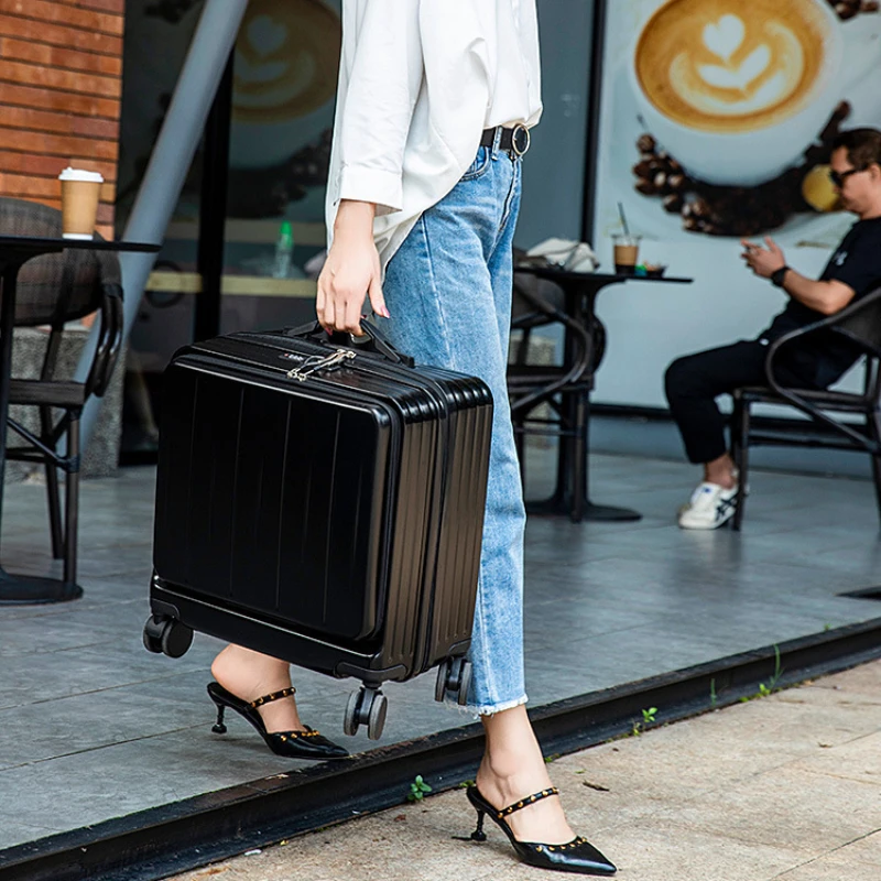 New Design 18 Boarding Box Travel Suitcase Large Capacity Trunk Multifunctional Student Trolley Case Password with Cup Holder