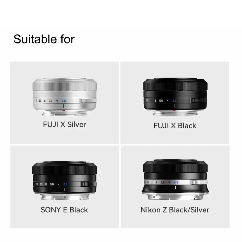 Metal Square Lens Hood For TTArtisan F27mm F2.8 With Free Cap Silver Black