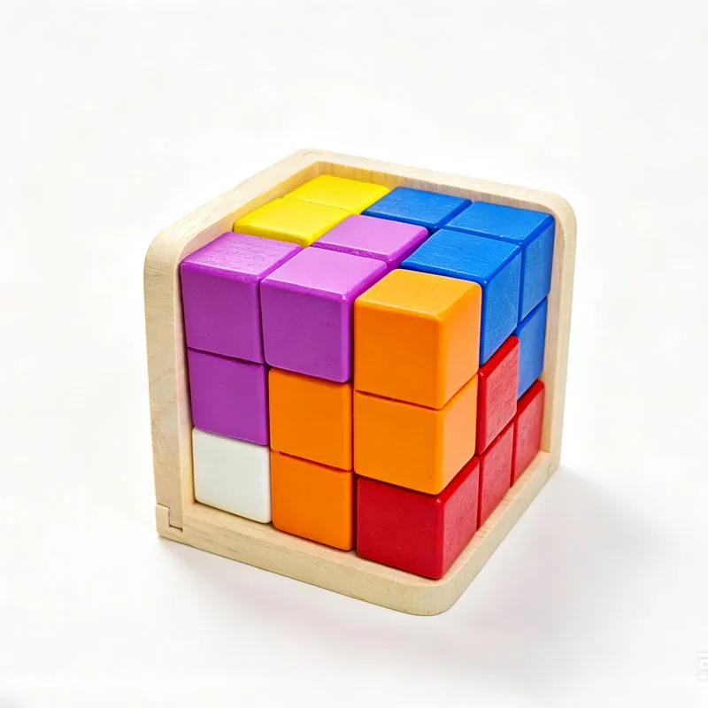 NEW Wooden Logic Cube Soma Difficult Brain Teaser Puzzles for Kids & Adults Educational Problem Solving Toys Challenging Games