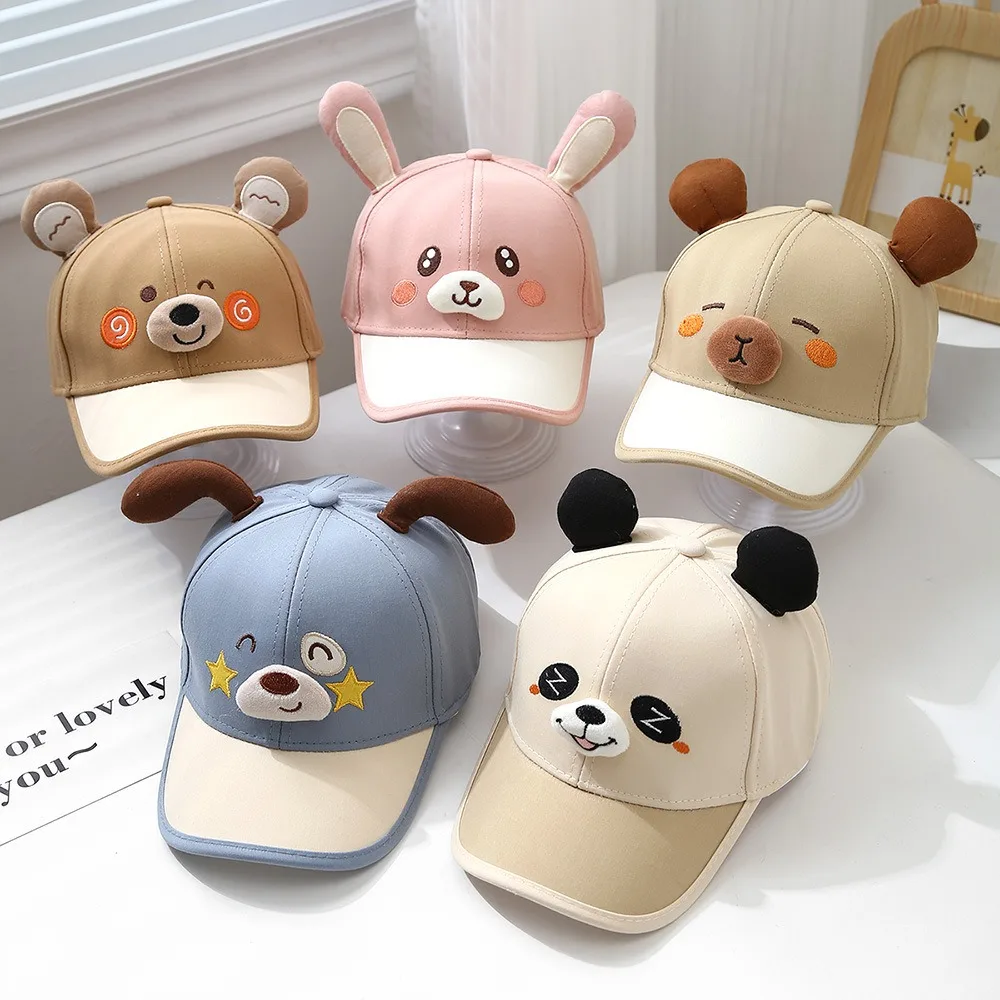 

Trendy Breathable Capybara Peaked Cap Cotton Adjustable Baby Sunscreen Hat Polyester Bear Children Baseball Hat Outdoor