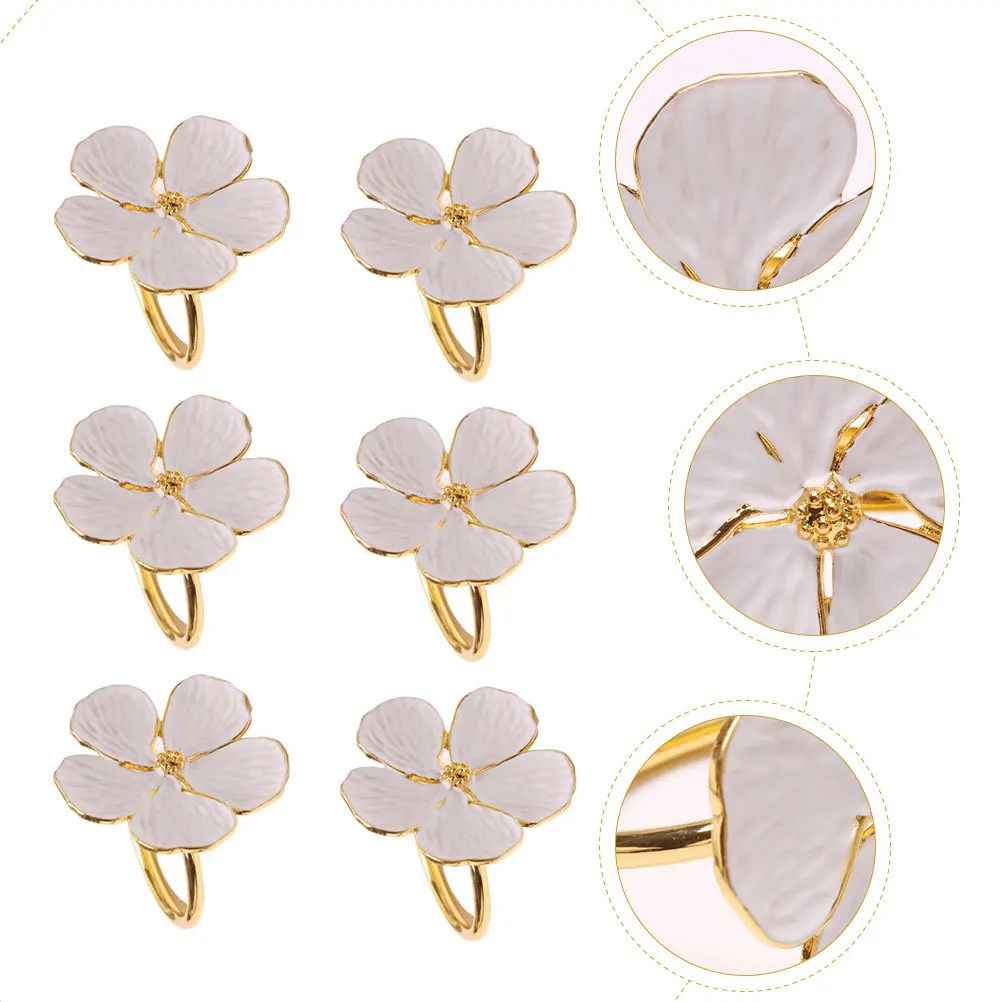 

6Pcs Flower Elements Napkin Rings Romantic Themed Elegant Style Wedding Dinner Party Napkin Buckles Wedding Party Decor