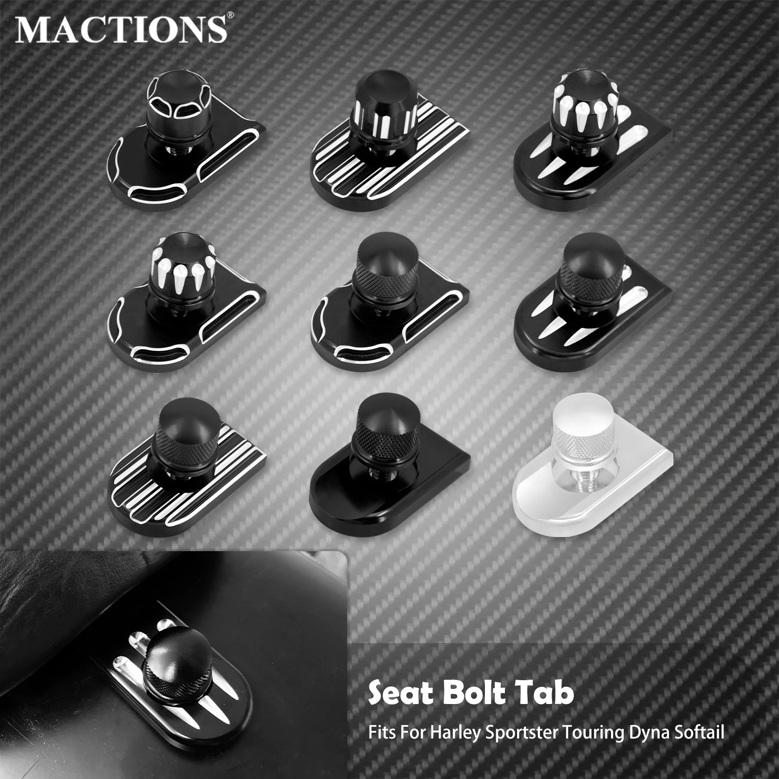 

Motorcycle Rear Fender Seat Bolt Tab Screw Nut Knob Cover For Harley Sportster XL883 Dyna Bob Softail Fat Boy Touring Glide CVO