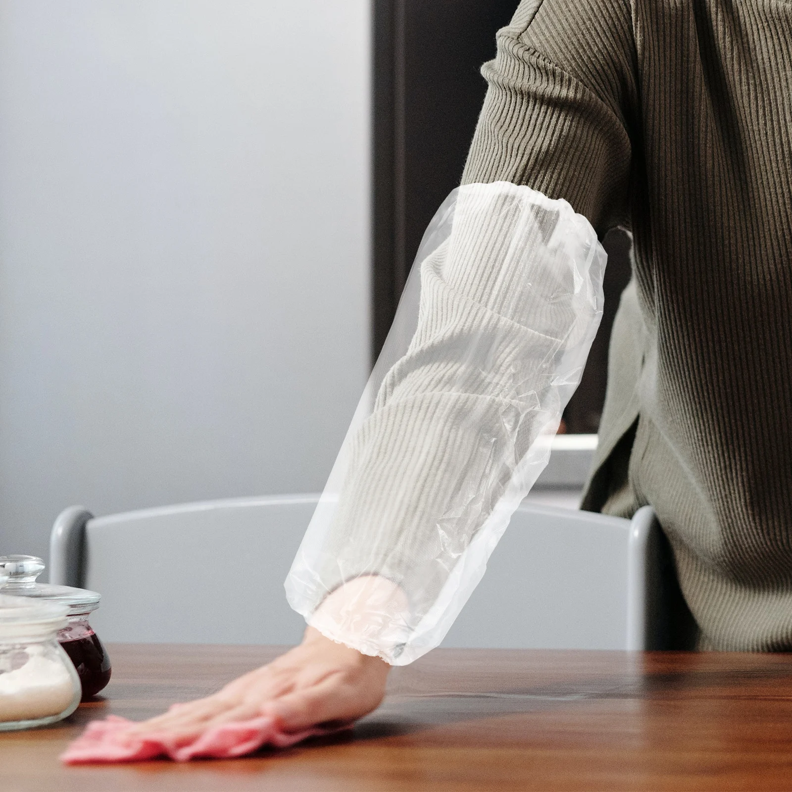 

10pcs Waterproof Oversleeves Disposable Arm Sleeves Elastic Cuff Protection Cleaning Kitchen Catering Factory Use Oilproof