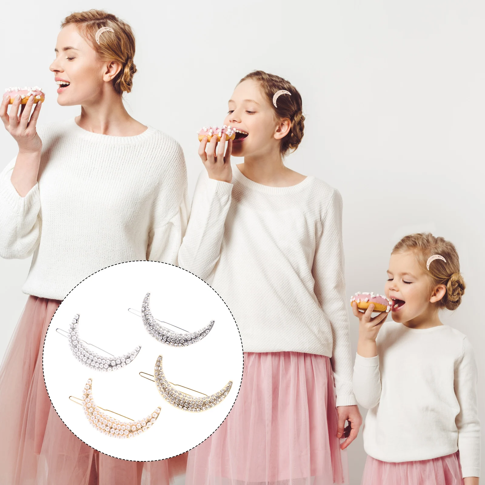 

4Pcs Water Drill Clip Alloy Bang Clips Pearl Embedded Side Hairpin for Wedding Party Daily Use Stylish Hairpin