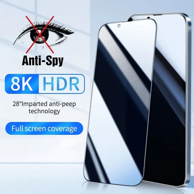 Szkło ochronne dla iPhone 11 Pro Max 12 13 Mini 14 Pro X XR antyszpiegowskie szkło hartowane dla iPhone 7 8 Plus szklana folia