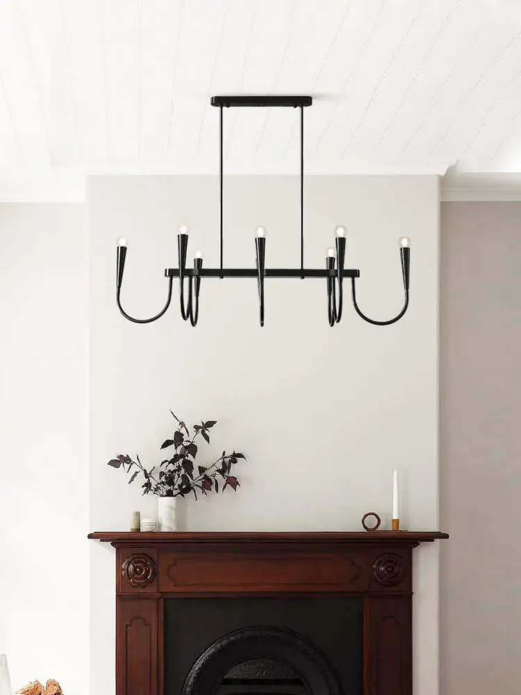 French Style Black Pendant Light Luxury Candle Hanging Lamps for Ceiling Kitchen Island Chandelier Home Decorations Lustre