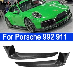 For Porsche 992 911 2019 2020 2021 2022 Carbon Fiber Car Front Bumper Wind knife Splitter Spoiler Canard Air Knife Surround Trim