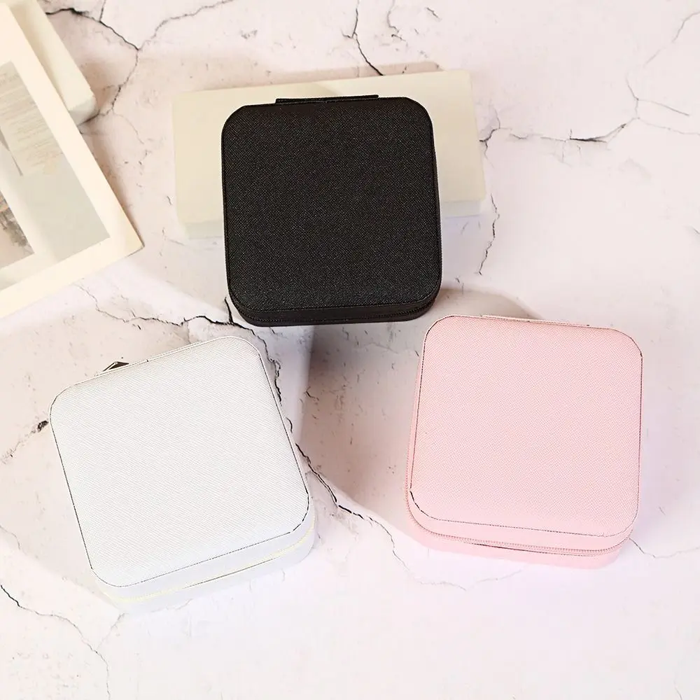 

Necklace Ring Velvet Jewelry Box Packaging Box Display Zipper Jewelry Storage Case Square Portable Earrings Organizer Holder