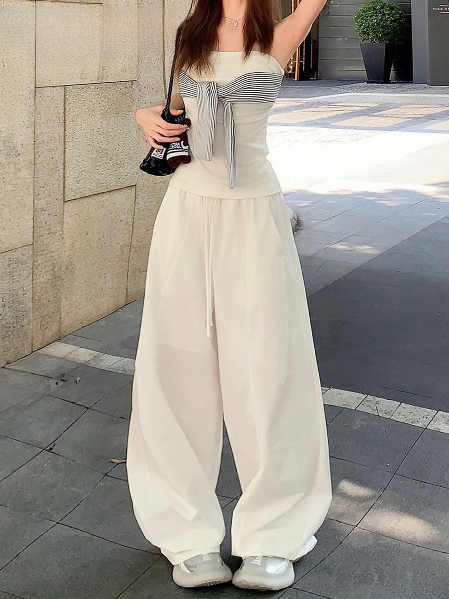 American Sle Casual Qui Dry Pantaloni sportivi a vita alta Gamba larga Vestibilità ampia per il corpo con pera Nuovo arrivo estivo