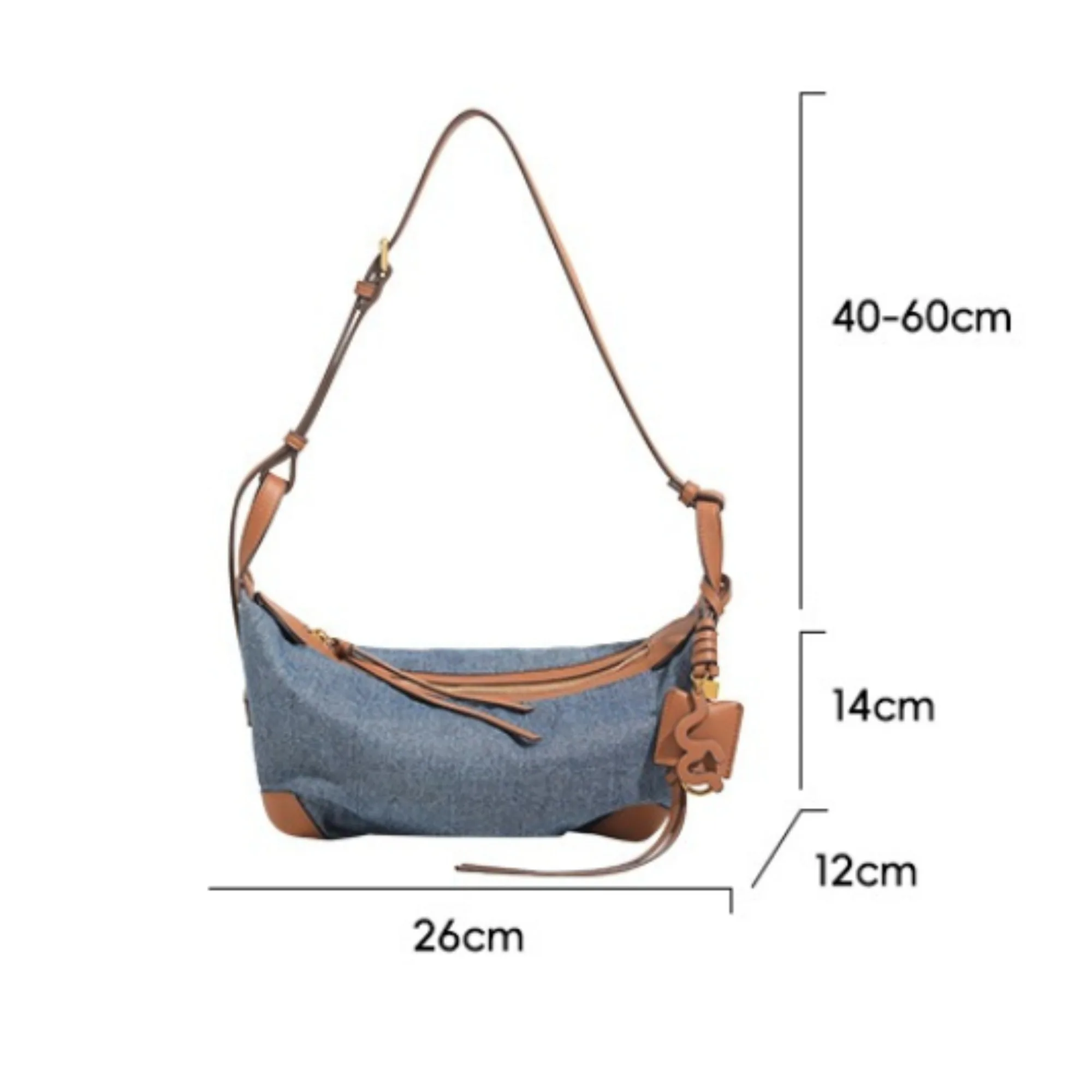 CKKUI Retro Denim Leather Homeless Bags Women's Casual Adjustable Shoulder Crossbody Bag, Multifunctional  for Daily Commuting
