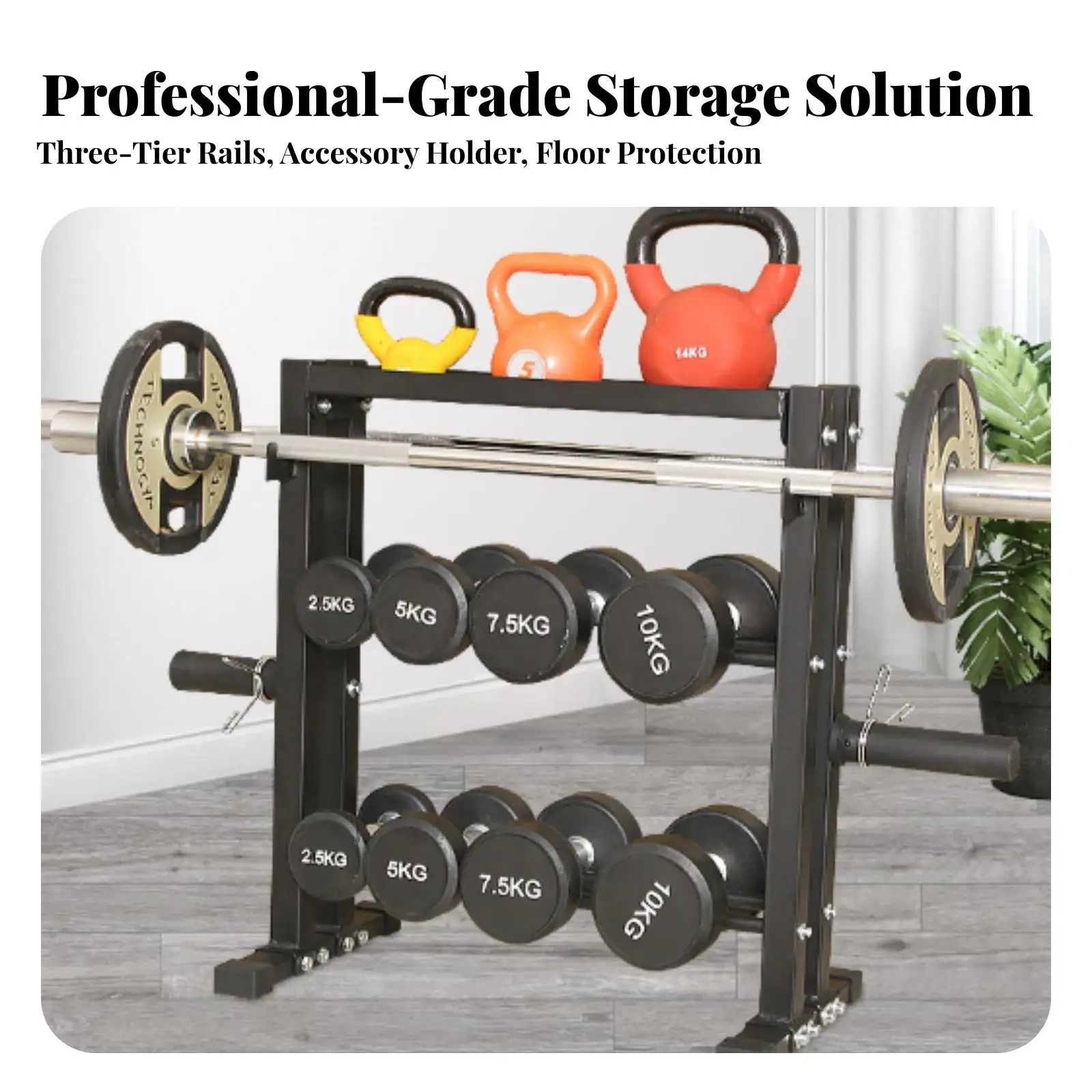 Home Gym Equipment Organizer 3-Tier Storage Unit Space-Saving for Athletes