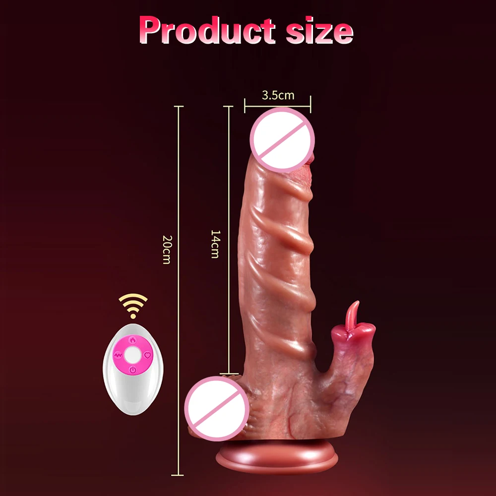 Telescopic Swing Dildo Vibrator Heating Penis Realistic Dildo G Spot Massage Wireless Remote Tongue Licking Sex Toy for Women