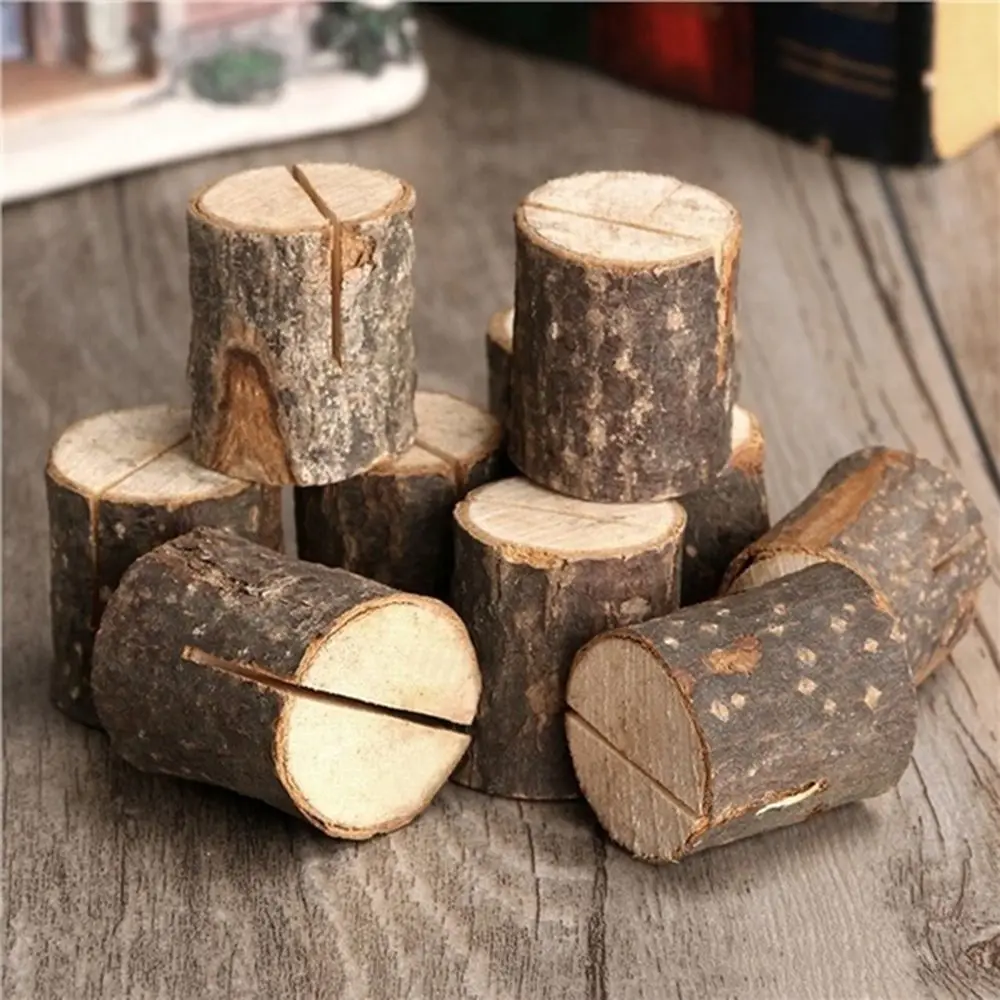 2/5Pcs Natural Wooden Card Holders Photo Clips Wedding Ornaments Figurines Gadget Gift Party Home Office Desk Decoration