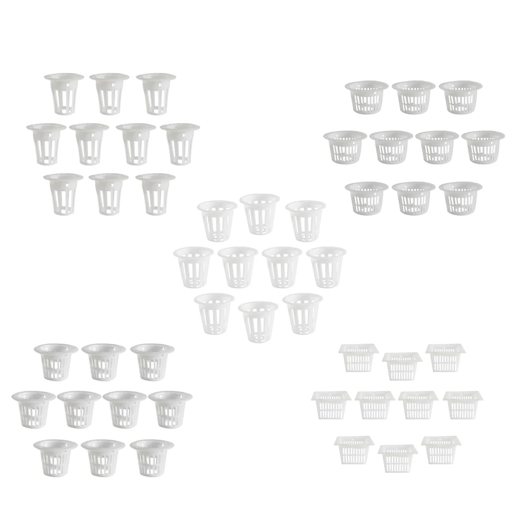 10Pcs White Plastic Slotted Mesh Net Plant Cups Pots Bucket Basket for Hydroponics/Aquaponics/Orchids