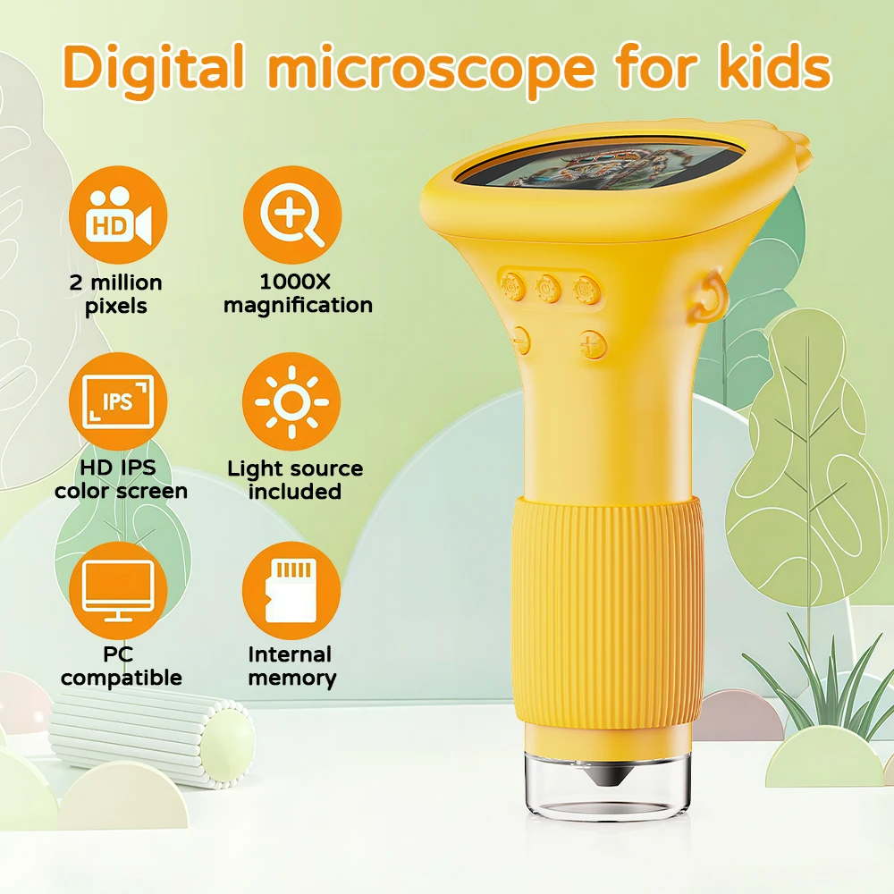 مجهر للأطفال مجهر محمول باليد للفتيات مجهر رقمي ألعاب علمية تعليمية هدايا عيد الميلاد والكريسماس