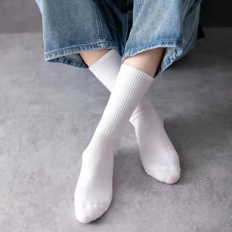 1Pairs/3Pairs Lot Thicken Cotton Men's Solid Terry Long Socks Women Black White Warm Thick Socks Male Sport Casual Calcetines 1P