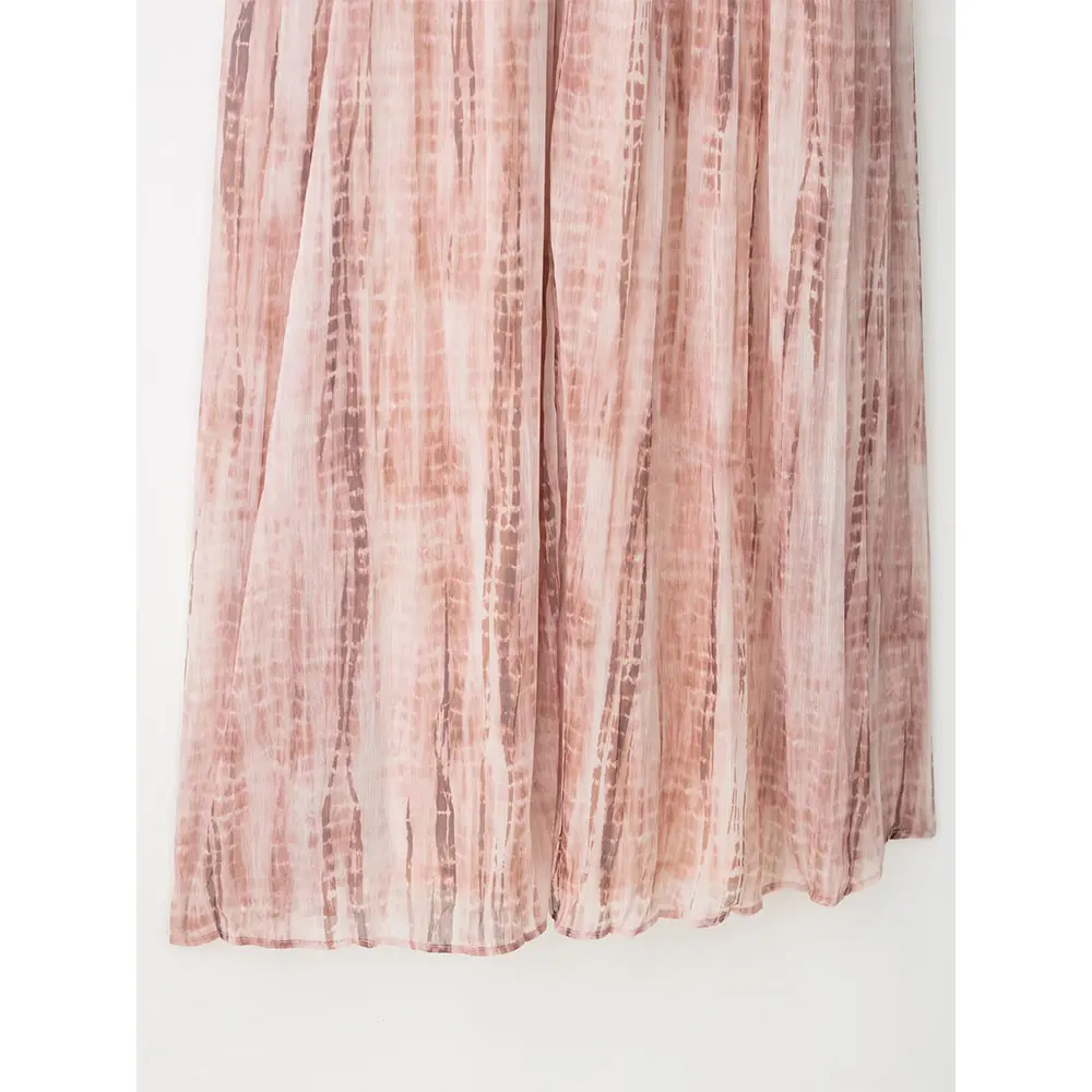 DUOPERI Frauen Tie Dye Gedruckt Plissee Backless Midi Kleid High Street Dünnen Trägern V-ausschnitt Weibliche Eleganz Chic Dame Kleider