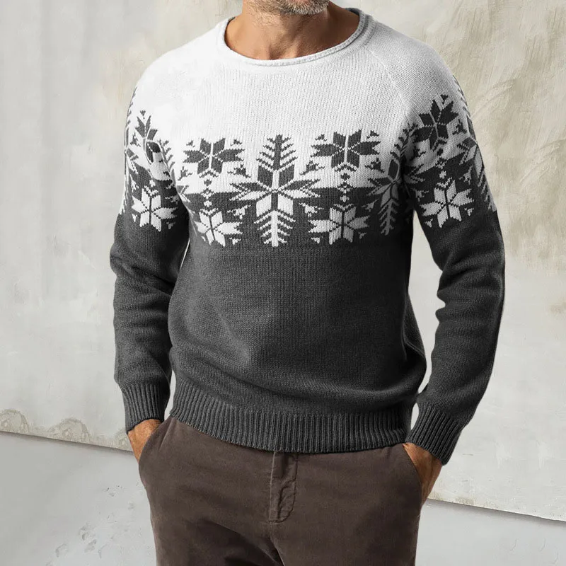 Kerstpatroon Jacquard Trui Heren Gebreide Lange Mouw Trui Tops Heren Herfst Winter Casual Losse Gebreide Truien