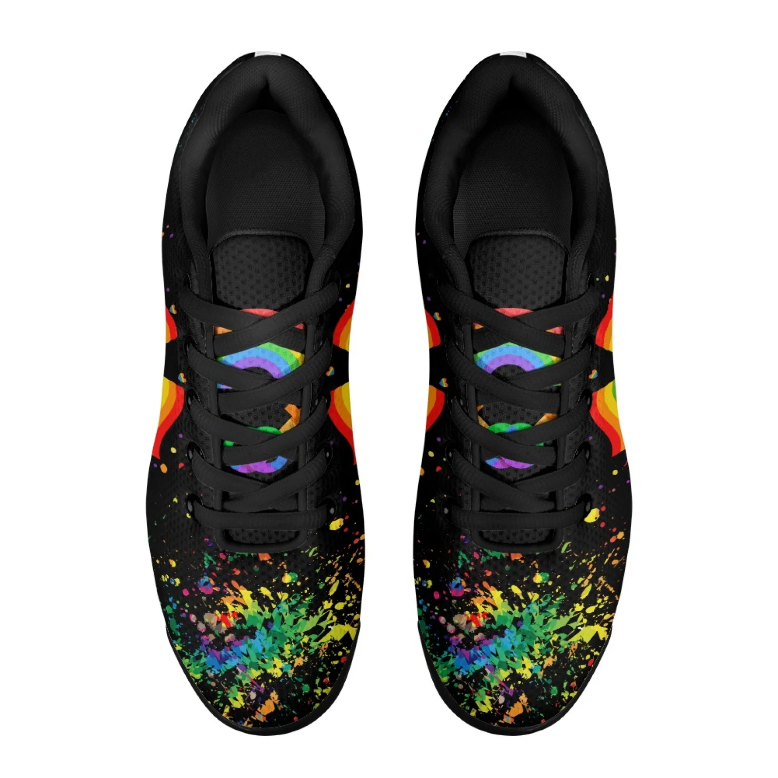 PENSTROLL Rainbow Flag Print Fashion Sneakers Mesh Lace-up Sneakers Air Cushion Fitness Shoes for Walking