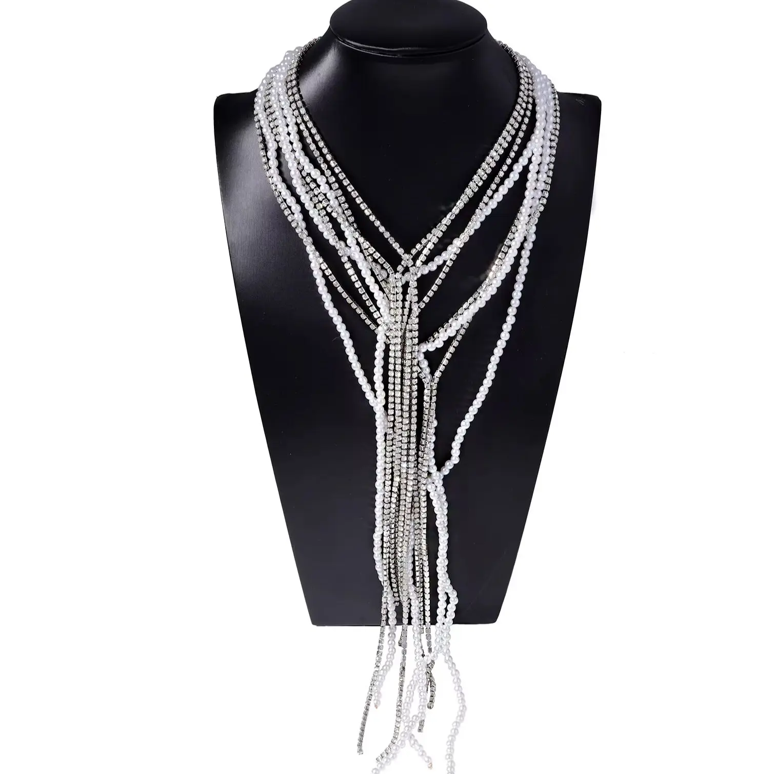 ZAA Temperament Creative Imitation Pearl Zircon Layered Necklace