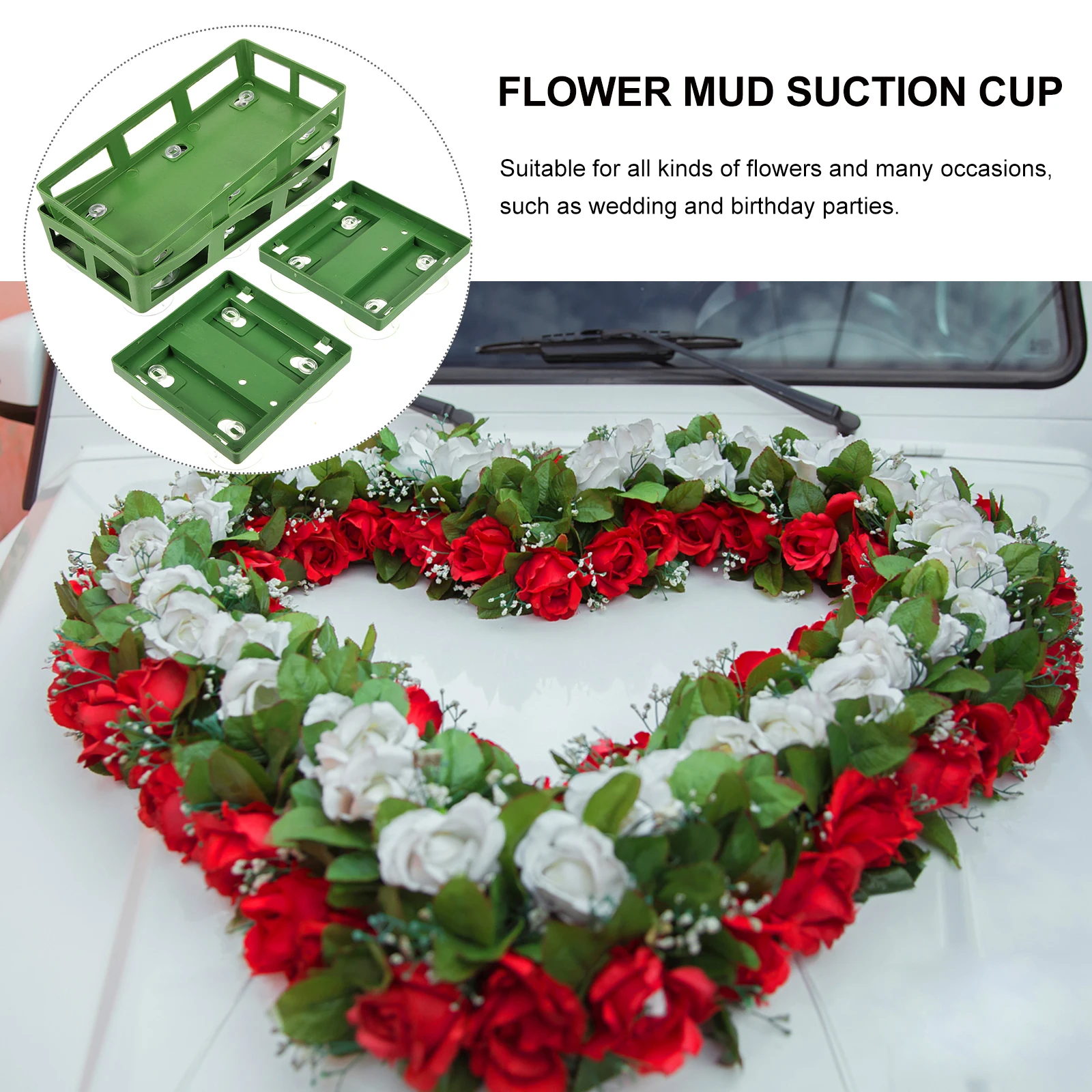 

4pcs Floral Mud Tray Suction Cups Wedding Car Decoration Flower Arrangement Base For Crafts Florist Use Suction Cup Tray Floral