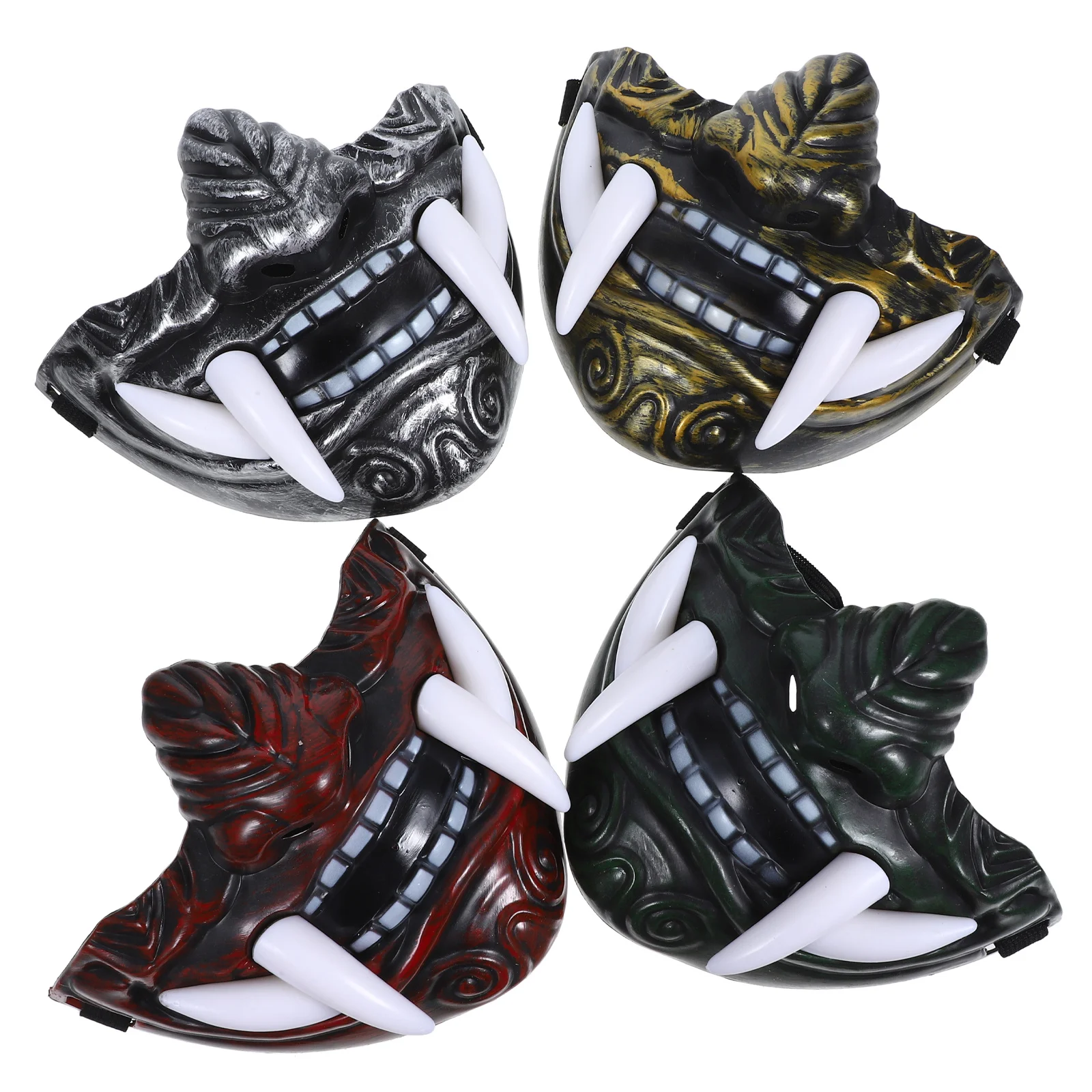 

4pcs Japanese Cosplay Mask Traditional Tush Face For Stage Performance Party Decorative Props Reusable Costume Accessories