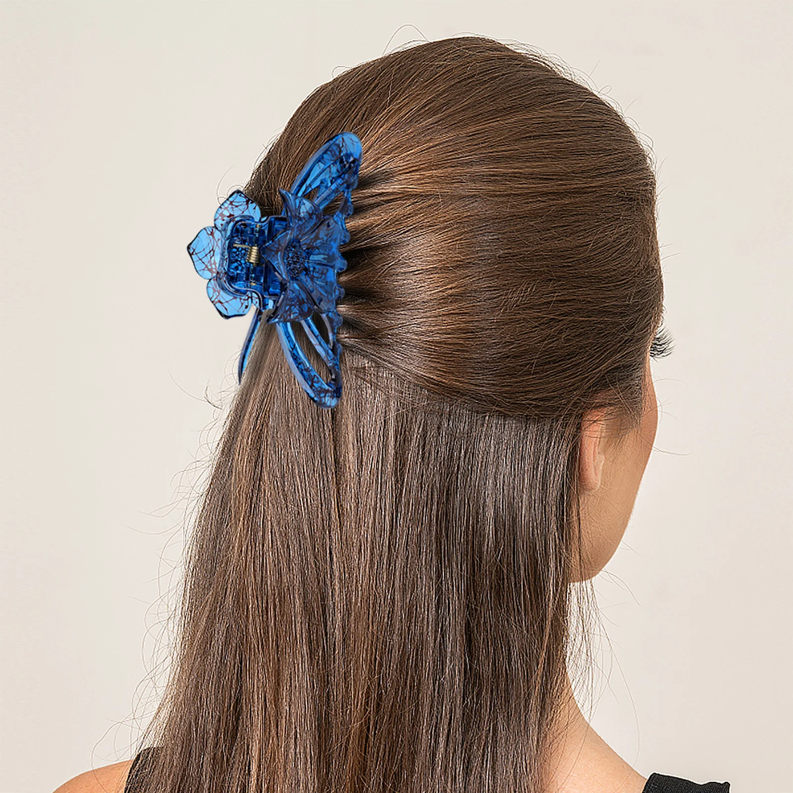 

Claw Clips Blue Large Flower Pattern Non-Slip Hair Clamp For Women Girls Shower Styling Tool All Seasons Hair Care