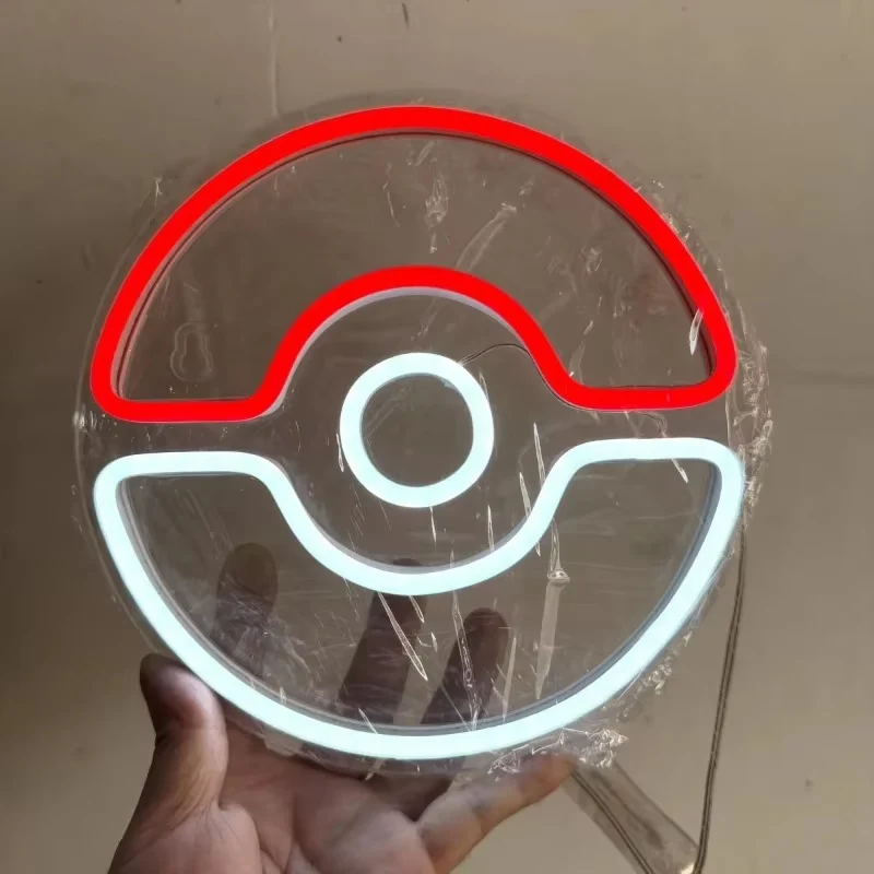 20x20cm Poke Ball Acrylic Led Light Luminous Neon Lights Creative Decorative Atmosphere for E-sports Room Background Wall Gifts