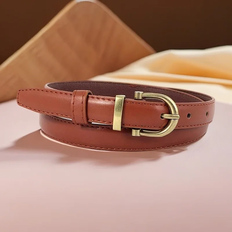 Cintura da donna Cinture sottili con fibbia ad ardiglione alla moda Cintura morbida di lusso genuina da donna con pantaloni cargo Jeans Cintura antivento Cintura in pelle PU
