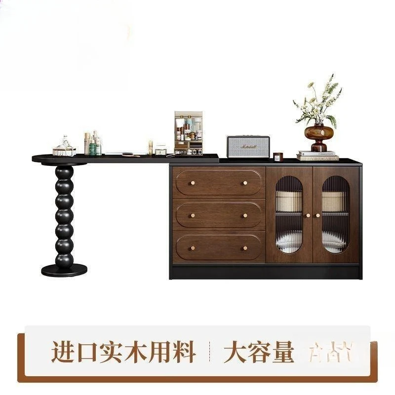 Vintage-style solid wood dressing table with a dresser cabinet integrated bedroom American vintage corner telescopic rotating va