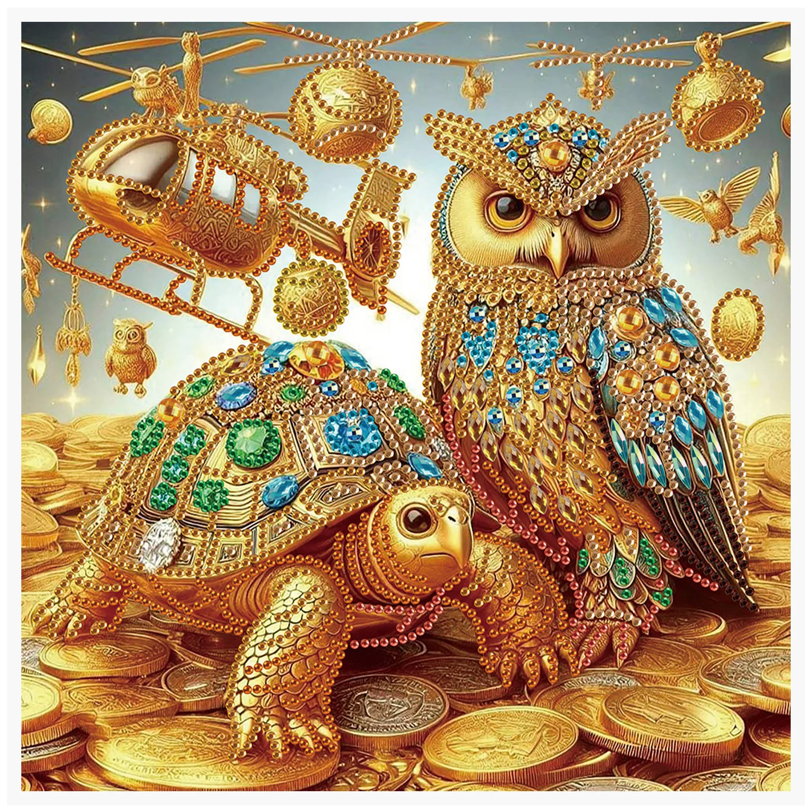 5D DIY Diamond Painting Kit Turtle and Owl Decoration DIY Alien Diamond Mosaic Art Gift Crafts Wall Home Decoration