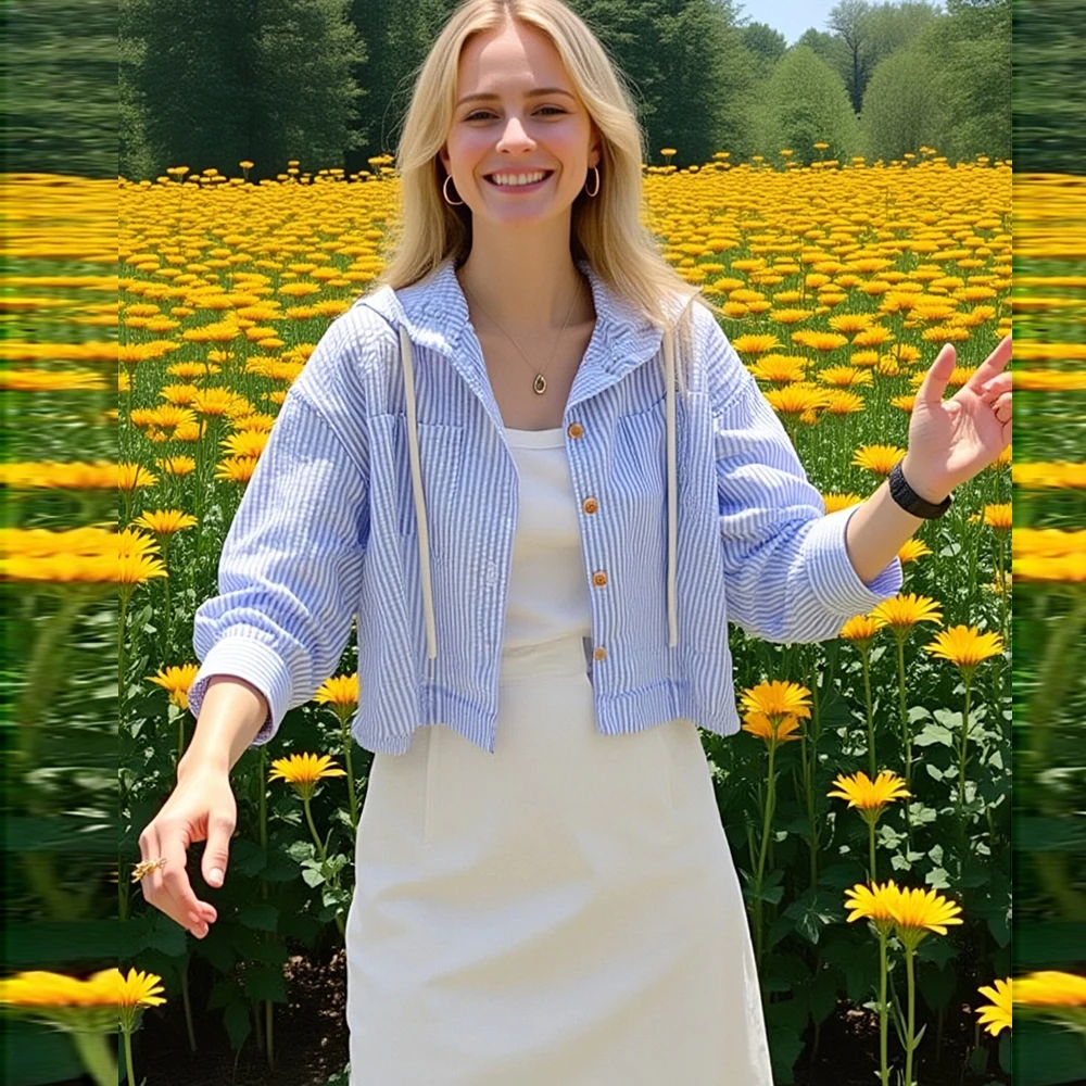 

Women Shirt Summer Fashion Sunshade Long Sleeve Casual Drawstring Hooded Long Sleeve Cardigan Summer Sun Protection Jacket Top
