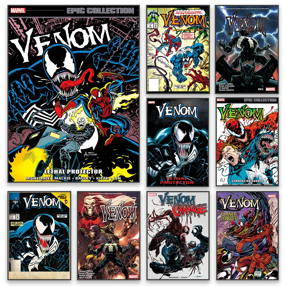 Póster de acuarela Retro de Disney, Protector letal de veneno, impresiones artísticas de Graffiti, pintura en lienzo de Spider Man, arte de pared, decoración del hogar y dormitorio