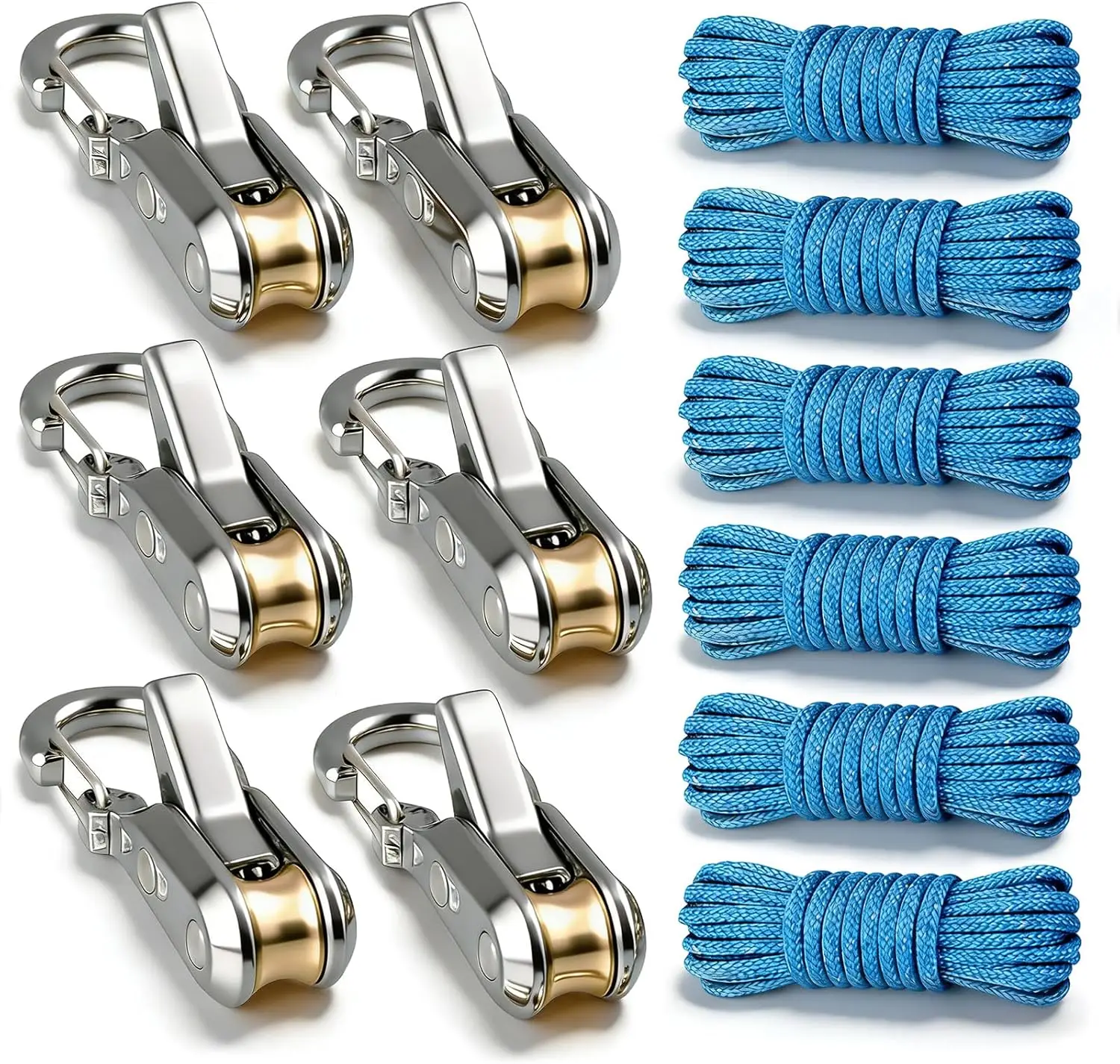 

Набор из 6 прочных выдвижных стяжных тросов с роликовым натяжителем для кемпинга, водного туризма и домашнего хранения