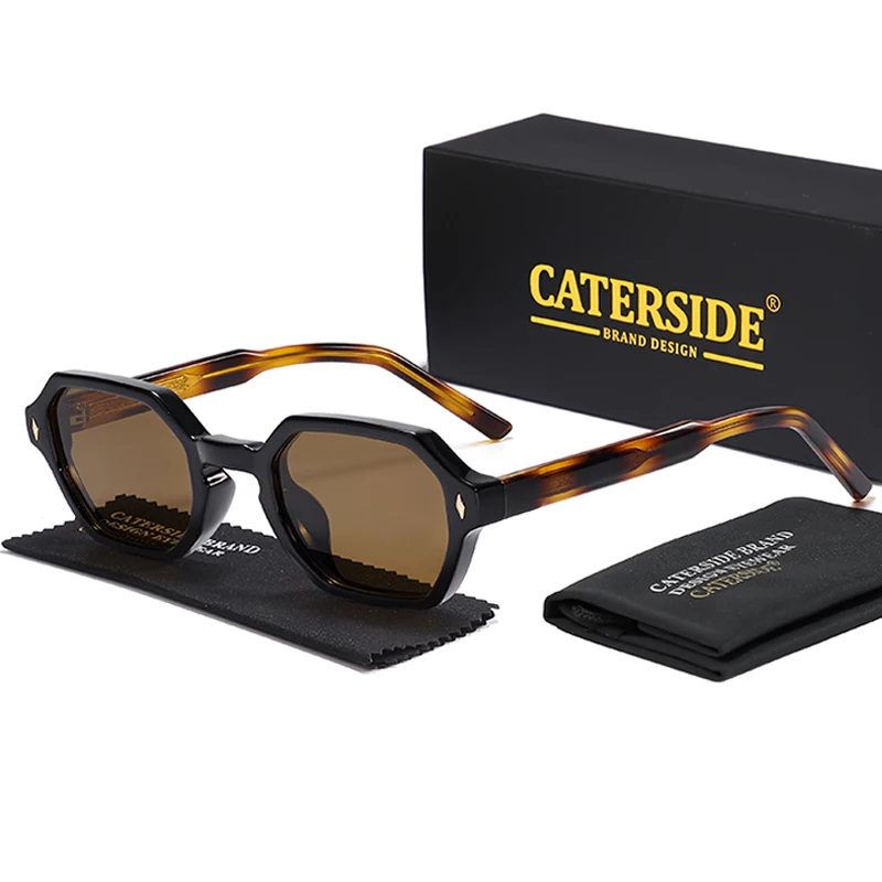 CATERDIDE Retro Polygonale Herren-Sonnenbrille, personalisiertes Design, quadratischer Rahmen, Sonnenbrille für Damen, Partys, Reisen, Urlaub, Brille – Detail 9