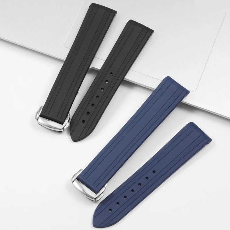 20mm Curved Rubber Silicone Watch Strap for Omega watchband Seamaster 300 Waterproof Wristbelt Men Women Bracelet Accessories