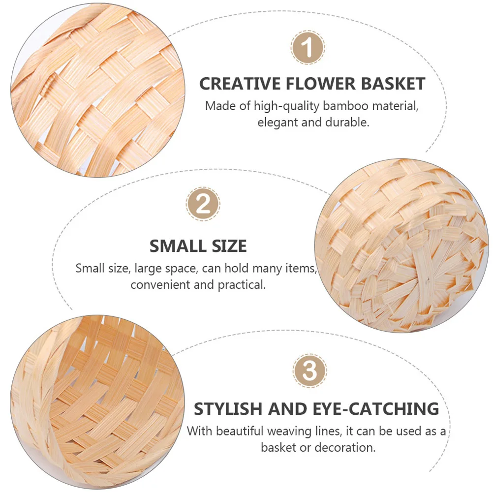 

6pcs Bamboo Basket Small Size Large Capacity Storage For Balcony Garden Living Room Bedroom Decorative Woven Sundries Organizer