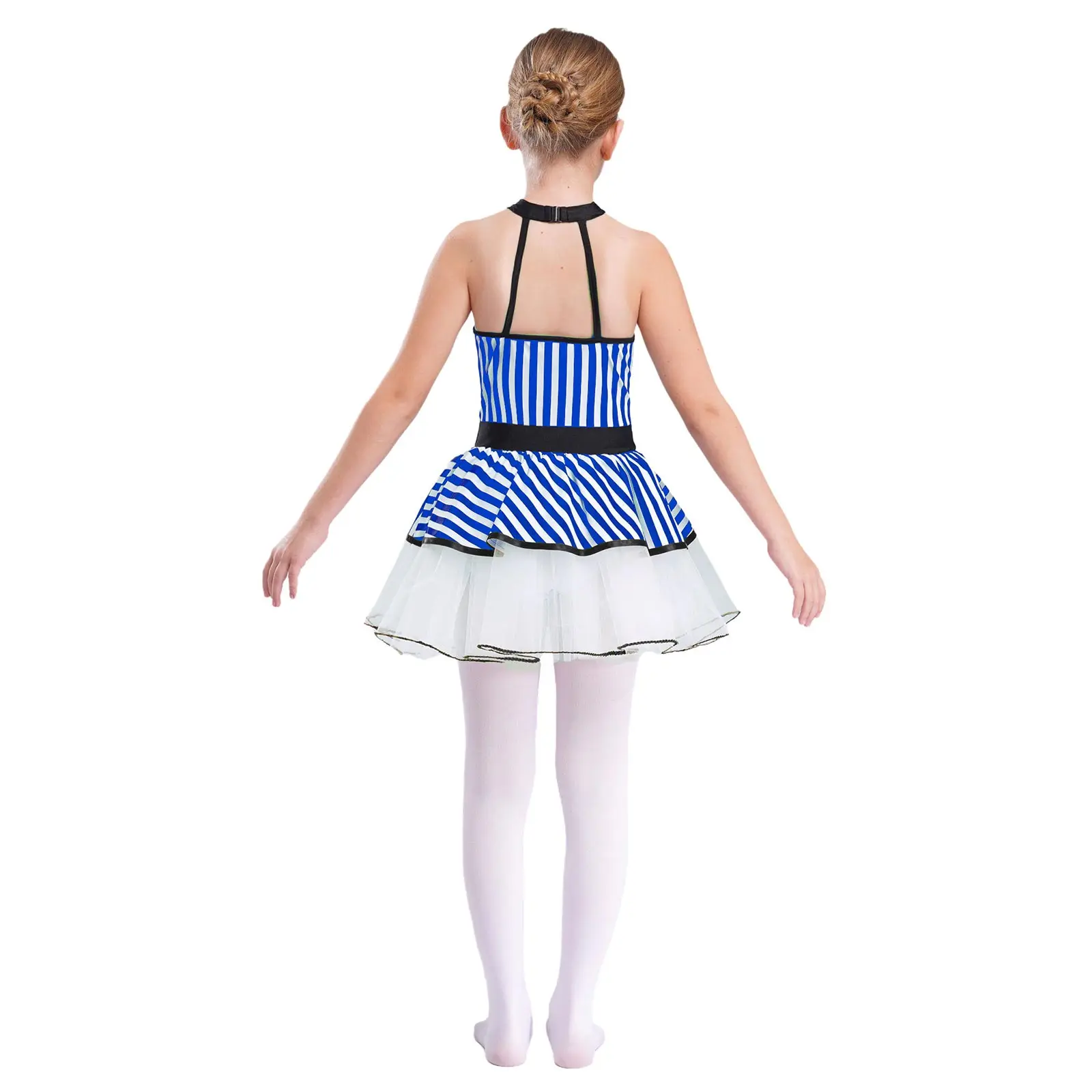 أطفال بنات السيرك Ringmaster ازياء مخطط رداء رقص الباليه فستان الرسن مطرزة Bowknot توتو الجمباز تجريب Dancewear