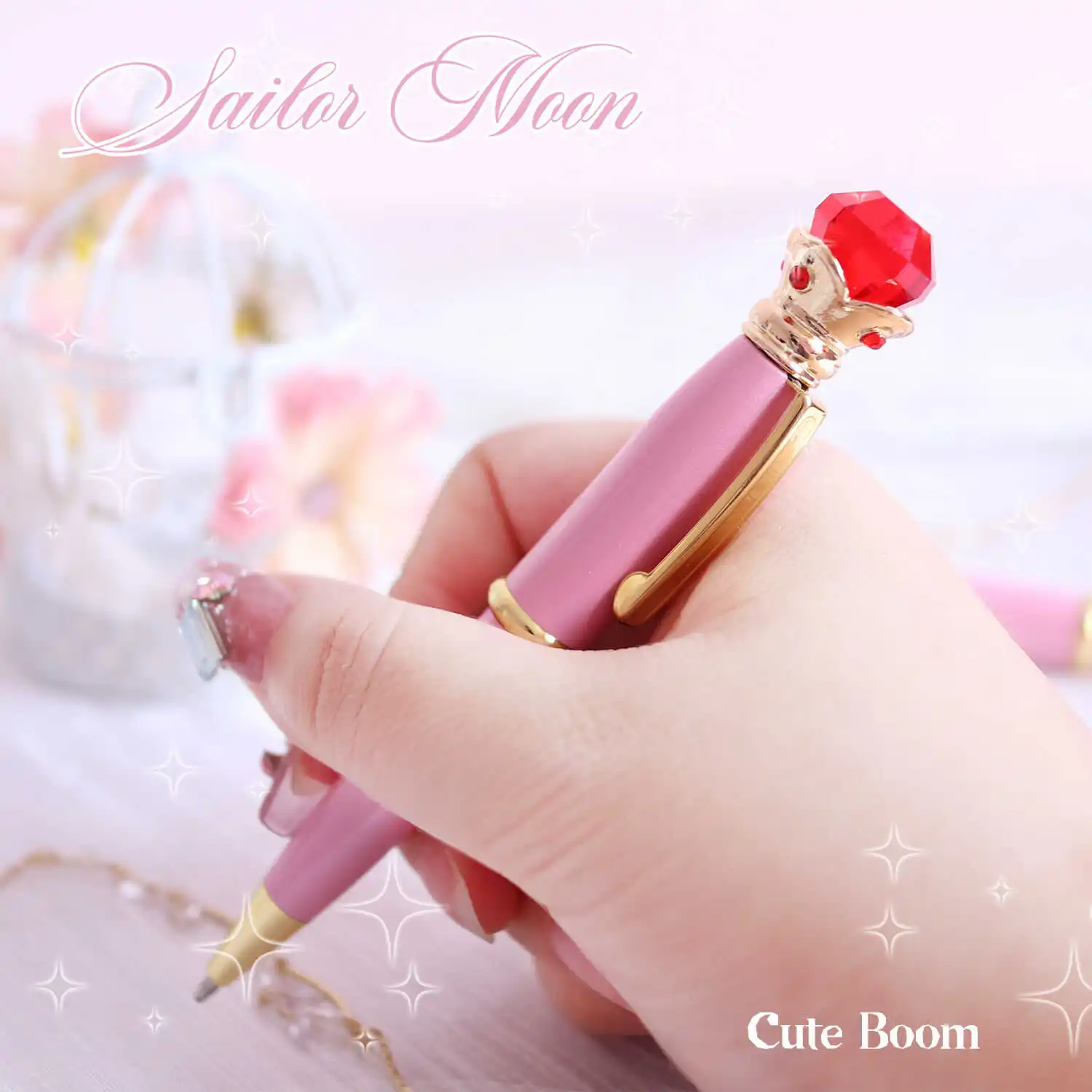 Anime Sailor Ballpoint Pens Cute Pink Transformer Pen Portable Students Stationery Supplies Cosplay Doujin Gifts Custom made