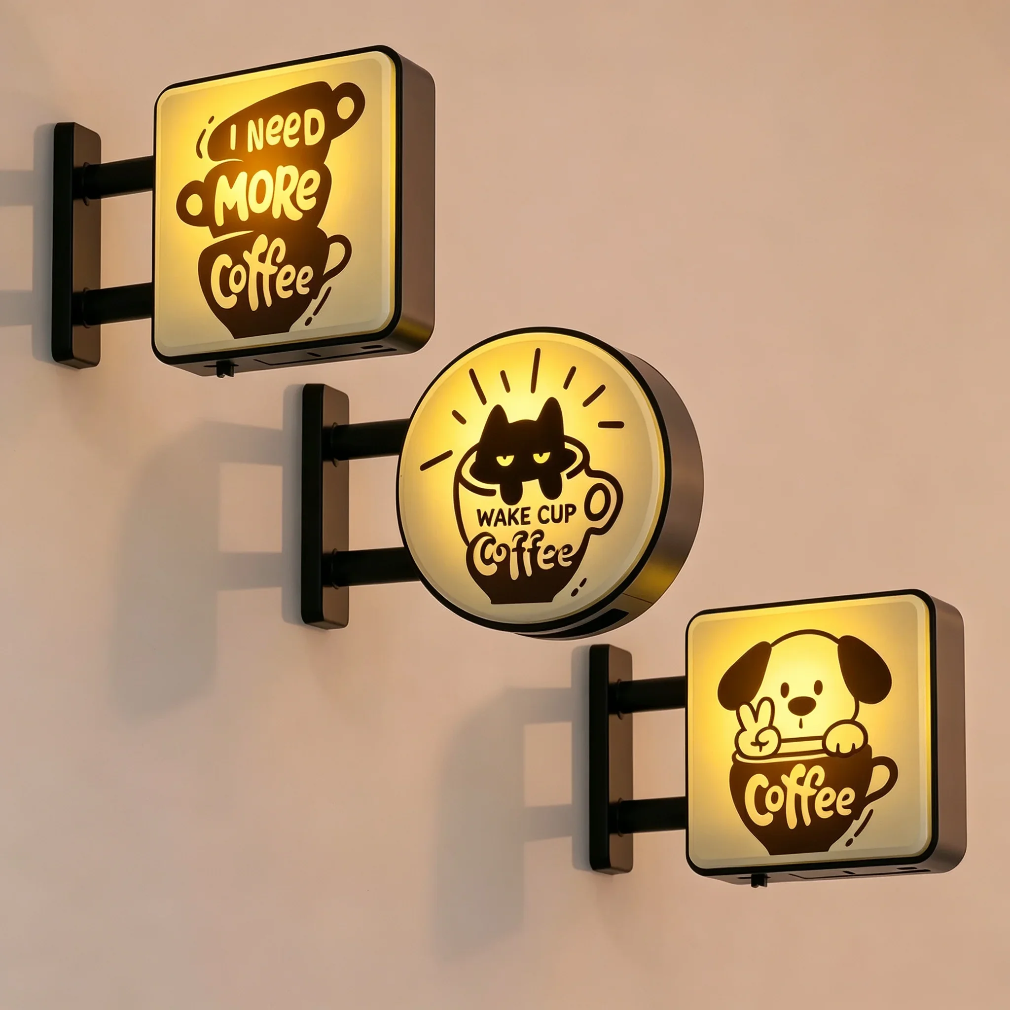 Coffee Corner Creative Atmosphere Light Sign Fridge Magnet Magnetic Home Miniature Pegboard Coffee Shop Glowing Decoration
