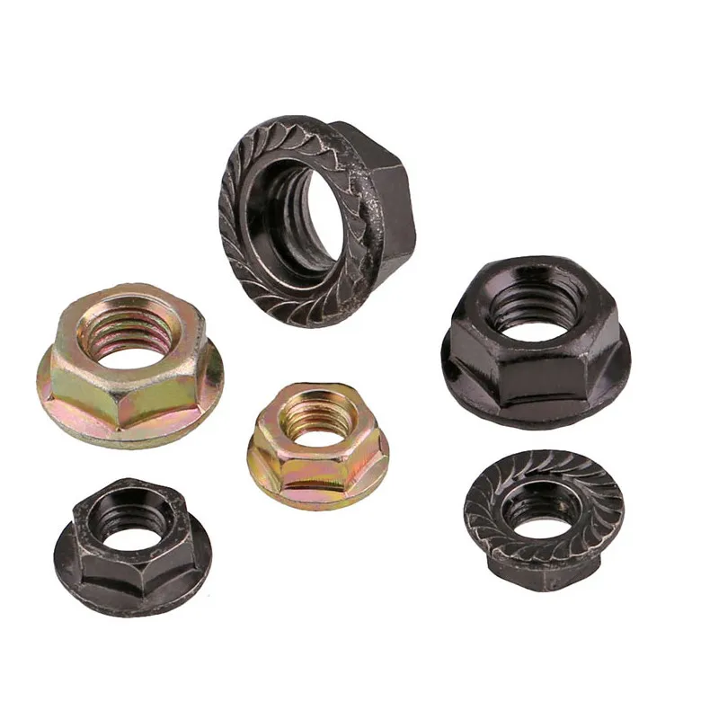 Multi Surface Zinc Plated Serrated Hex Flange Lock Nuts M3-M16 Carbon Steel Anti-slip Spin Nut For Machinery Frame Assembly