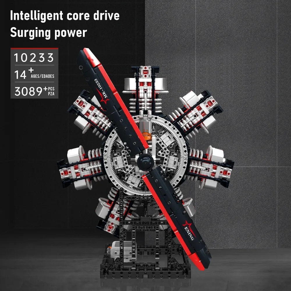 Mould King 10233 Model Silnika Radialnego Zestaw Konstrukcyjny 3089 Elementów Lotnictwo STEM Z Napędem Elektrycznym Dla Dzieci Dorosłych Kreatywny Prezent
