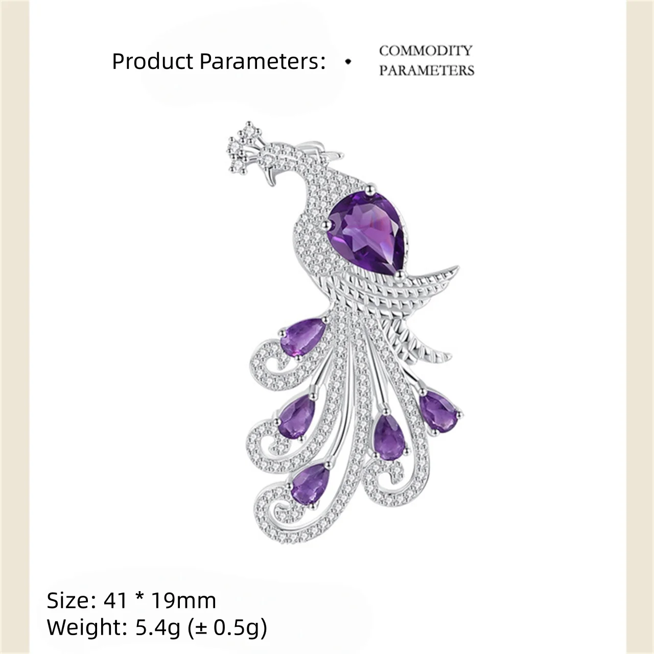 S925 فضة جمشت الطاووس بروش للنساء الصدار الفاخرة دعوى Pinornament هدية غرامة سحر مجوهرات أنيقة بالجملة